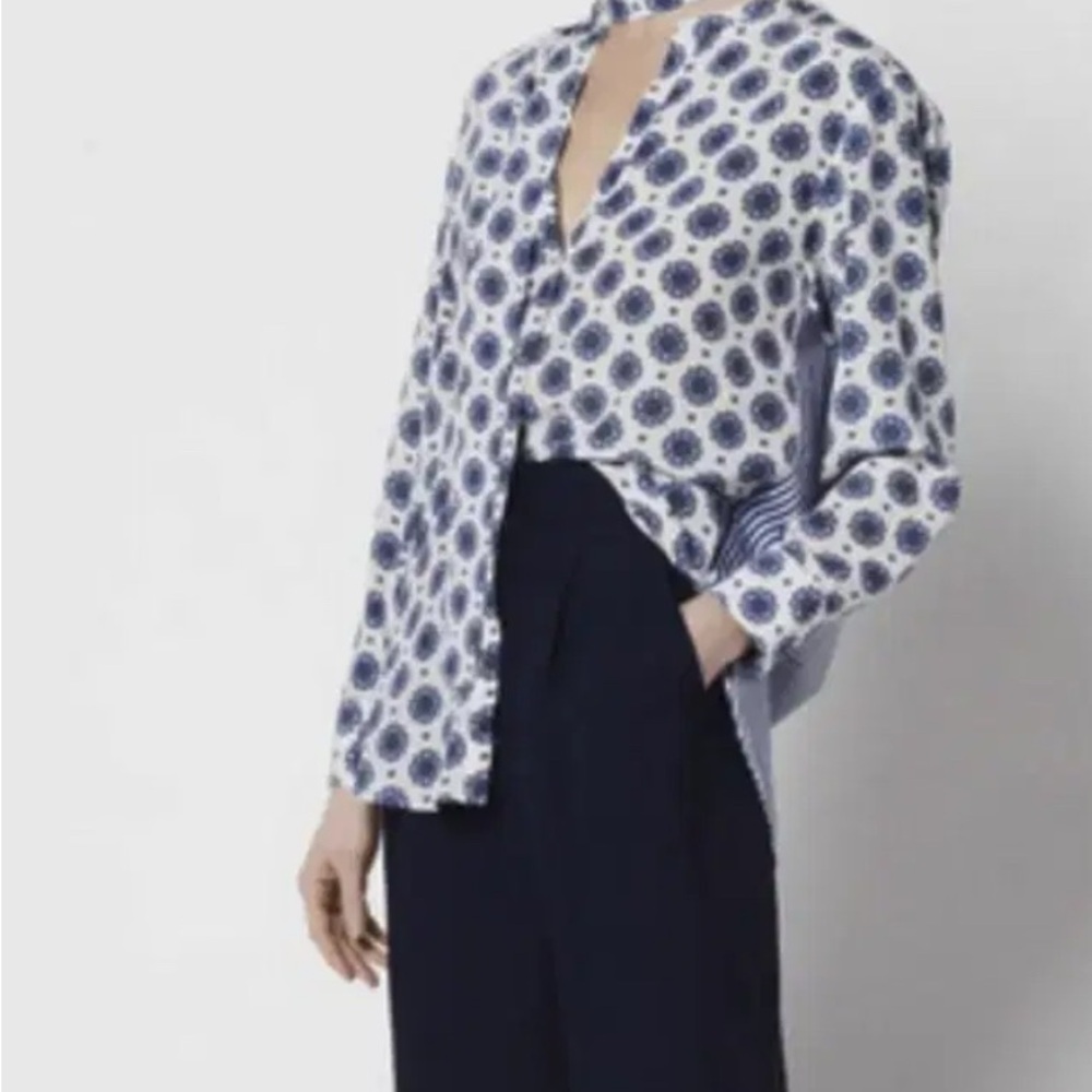 Sandro NWOT Moroccan Tie Front Tunic Blouse Size 4